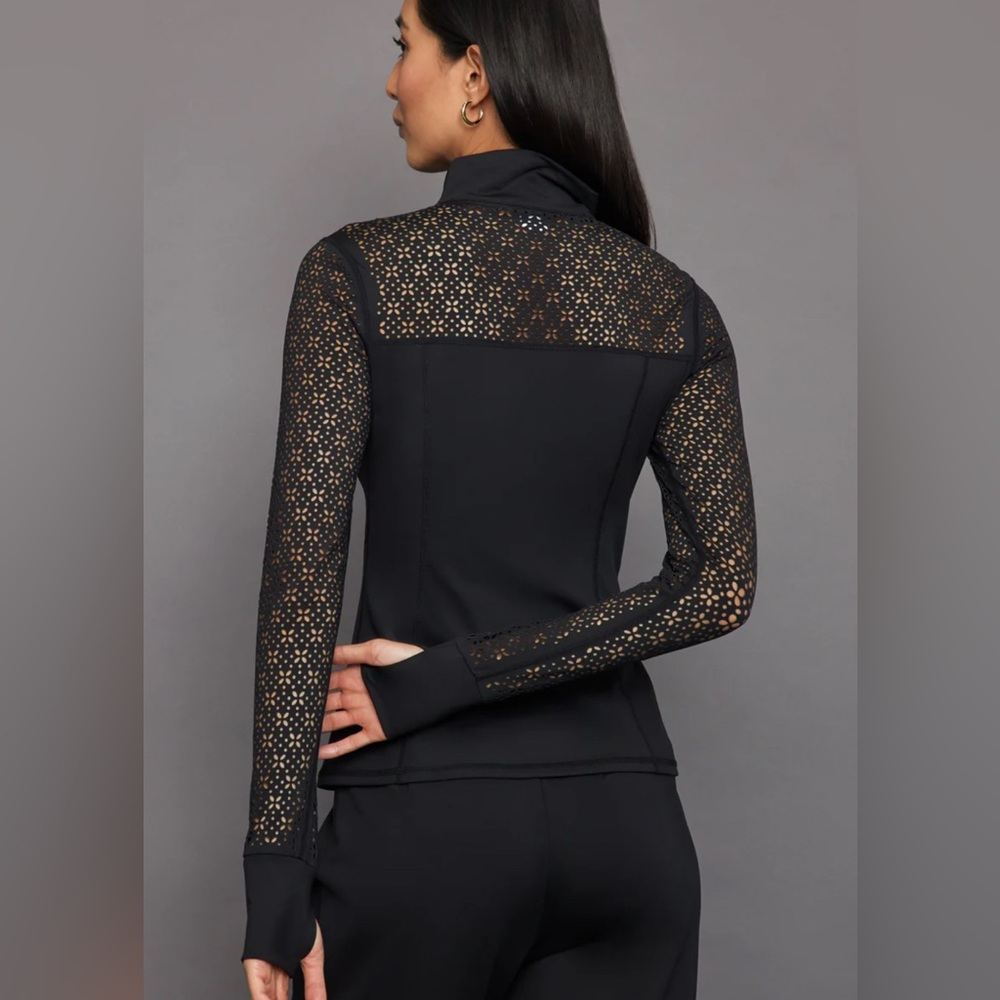 Carbon38 Black Mesh Sleeve Sweater - Picture 7 of 8